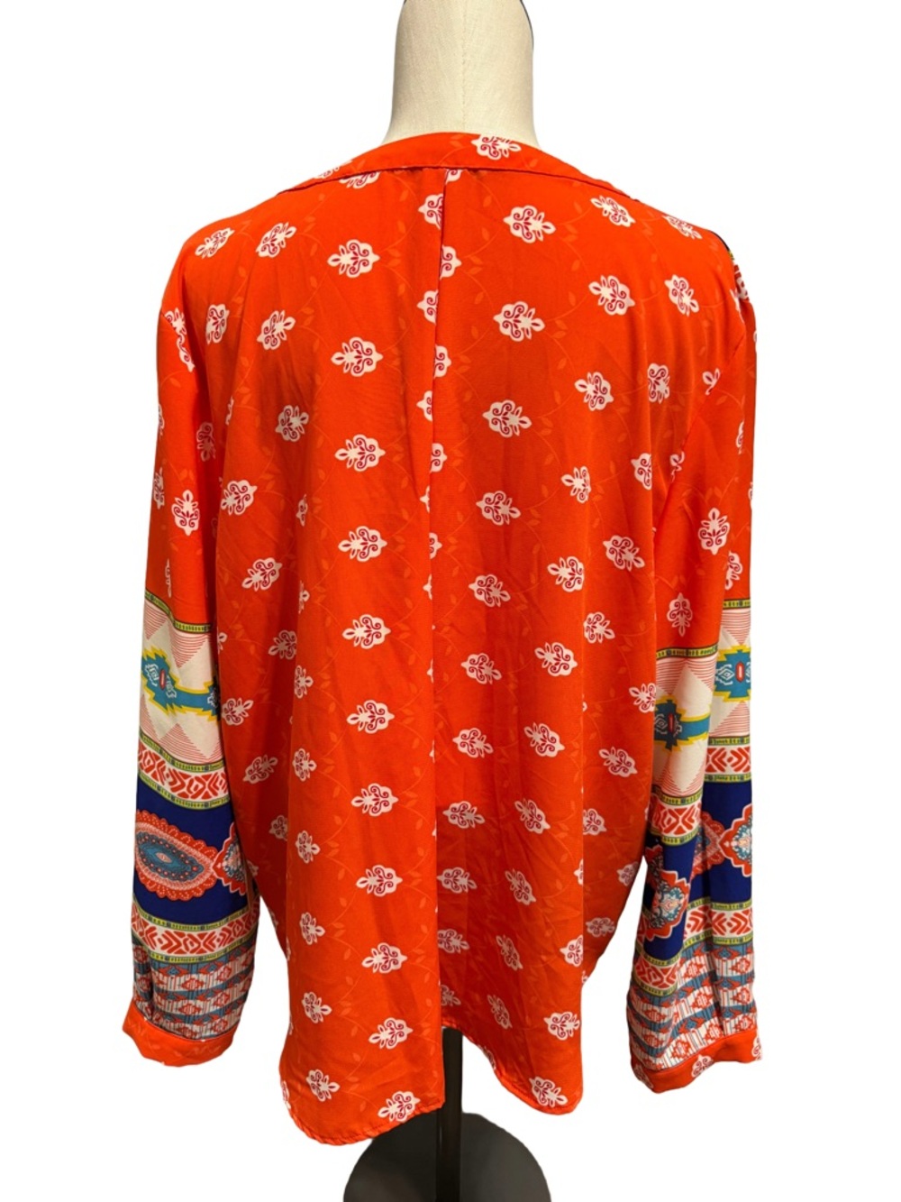 Gibson & Latimer NWT Placement Print Boho Tunic Blouse Size. XL orange Blue - Picture 3 of 13
